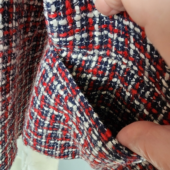 Vintage 80s Boucle Single Breasted Blazer Red White Blue Lion Insignia Buttons - Picture 5 of 15